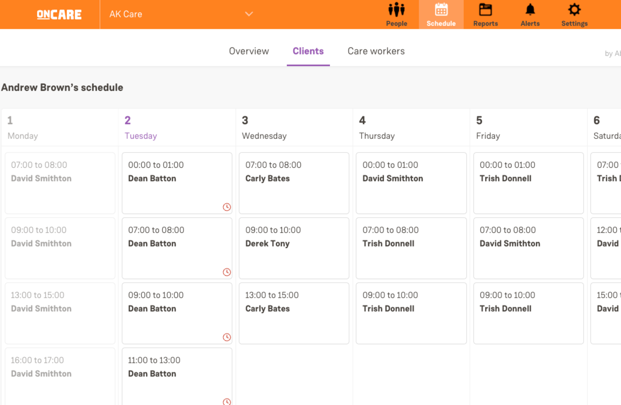 Client Schedule View